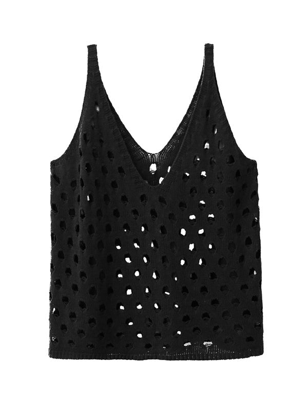 V-Neck Sleeveless Cut-Out Relaxed Vest