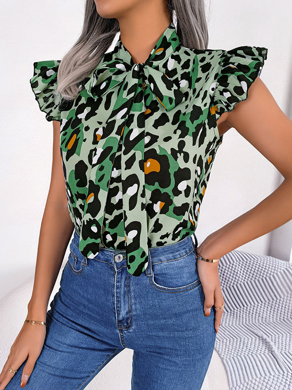 Leopard Print Cap-Sleeve Relaxed Vest