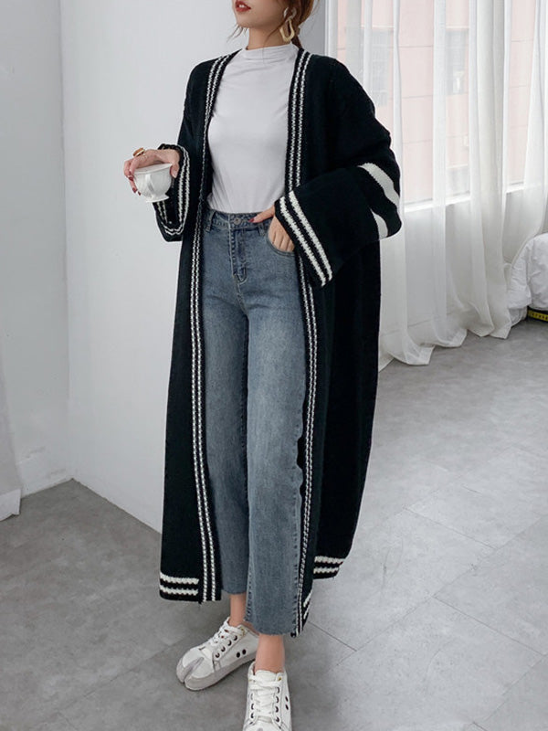 Striped Relaxed Contrast Cardigan