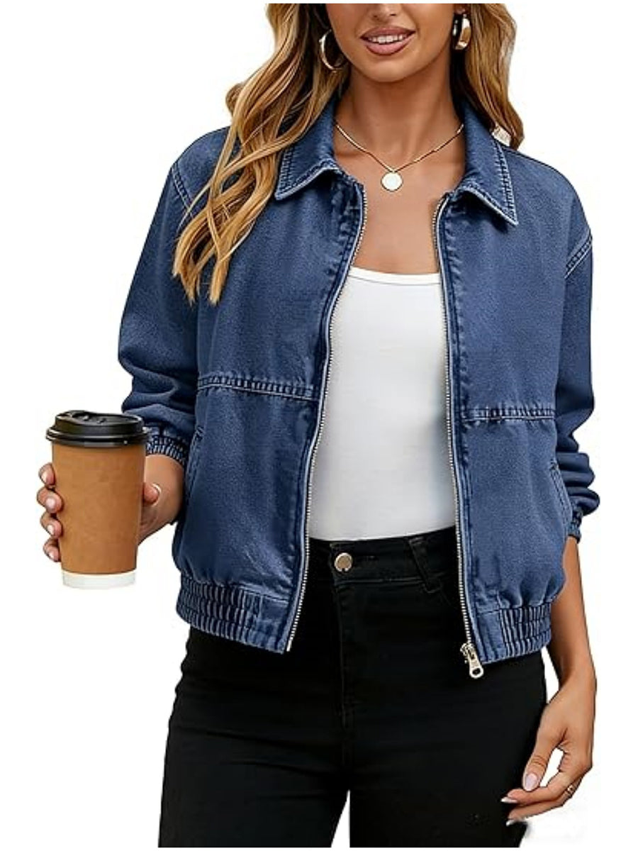 Cropped Zip Pocket Long-Sleeve Jacket