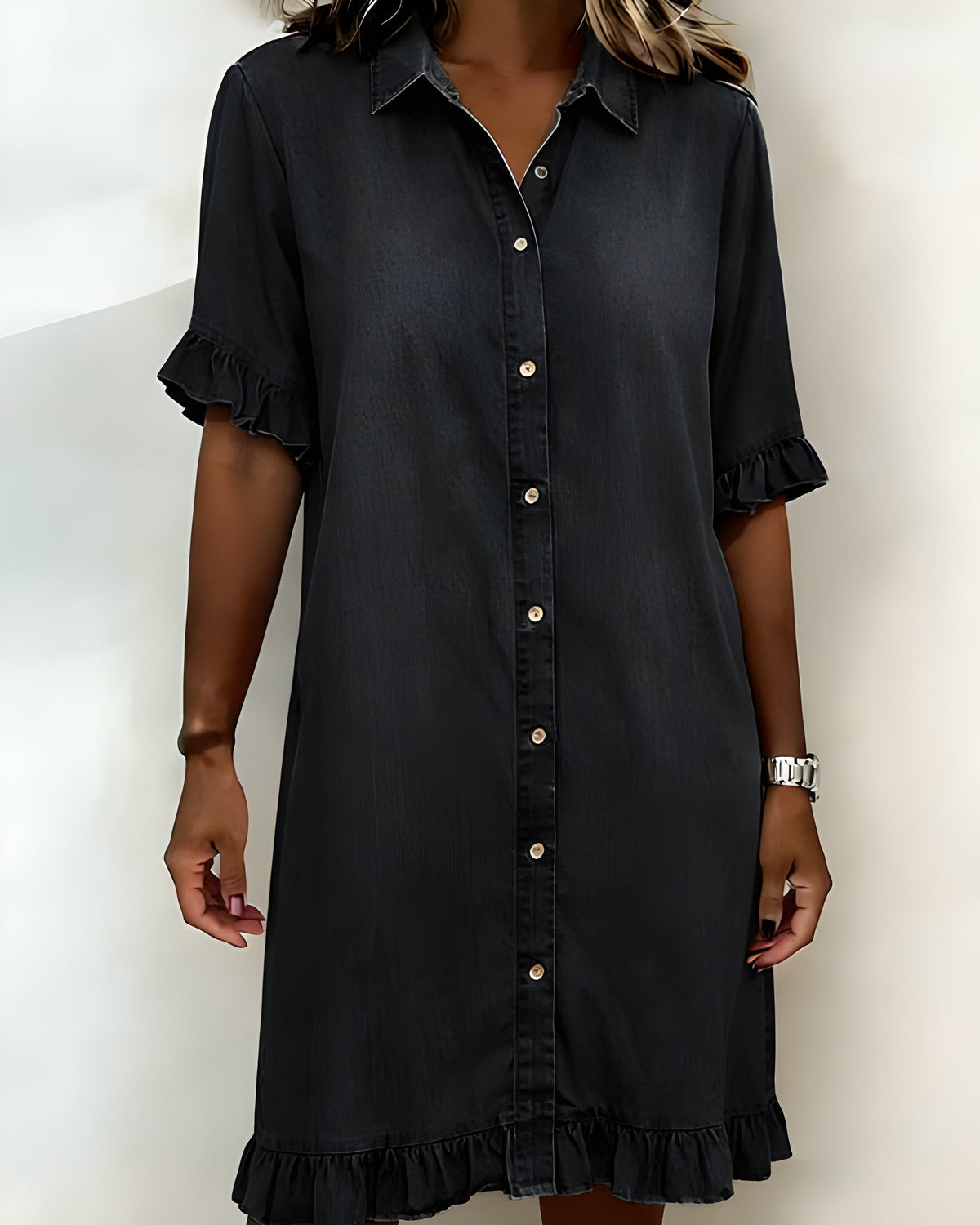 Katie | Effortlessly Ruched Denim Dress