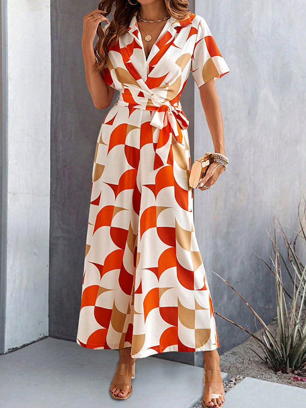 High-Waist V-Neck Button-Detail Relaxed Jumpsuit