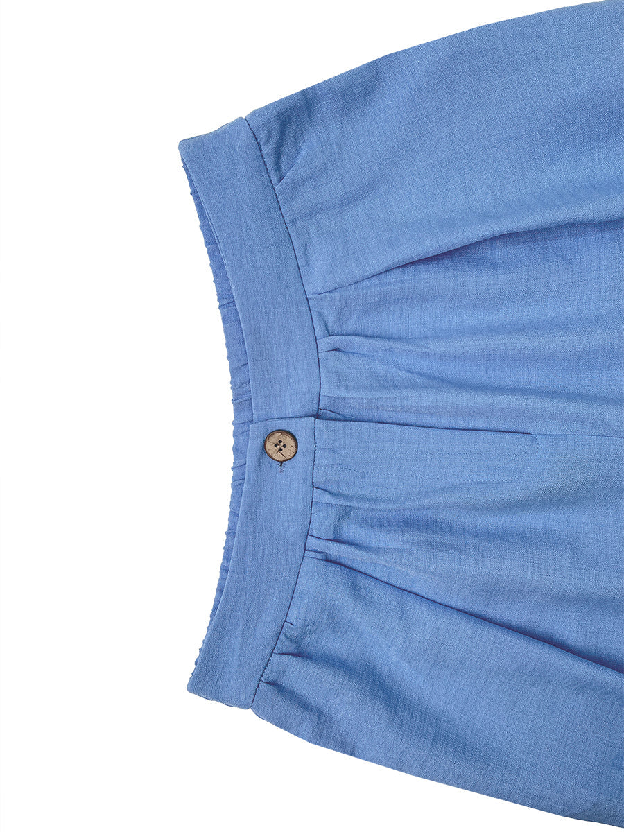 Wide-Leg Button-Detail Pocket Relaxed Pants