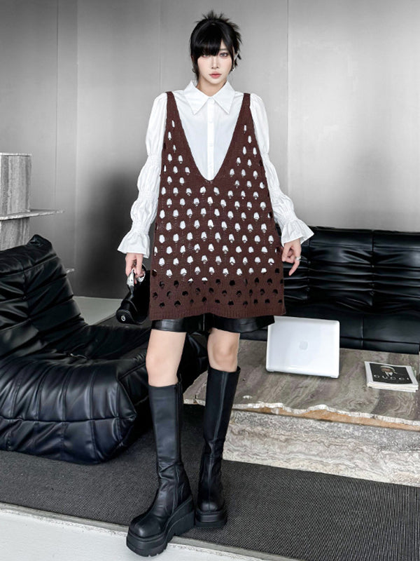 V-Neck Sleeveless Cut-Out Relaxed Vest