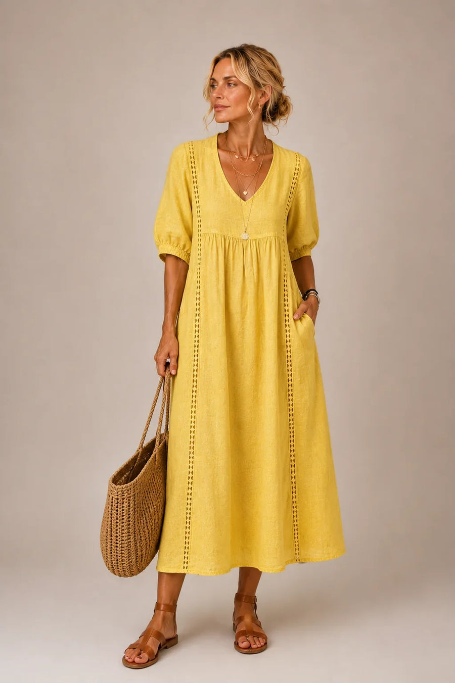 Angel | Lace Linen Dress