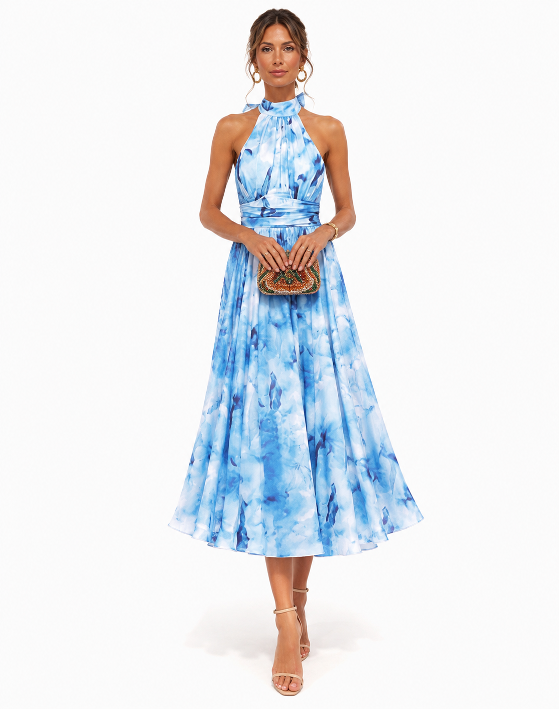 Luciana | Watercolor Halter Maxi Dress