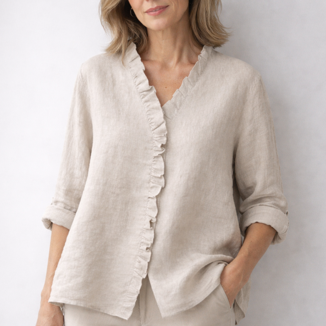 Luisa | Ruffled Linen Blend Shirt