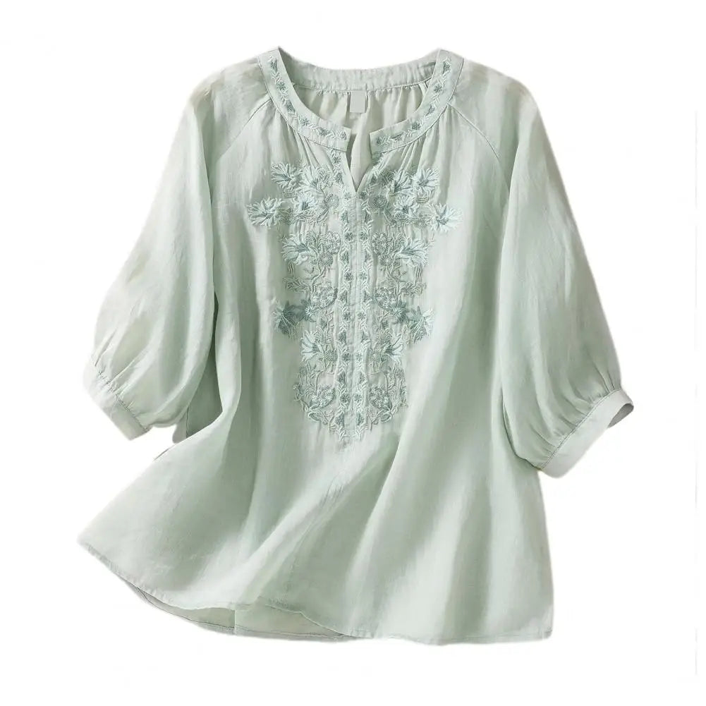 Sophie | Embroidered Cotton Floral Blouse