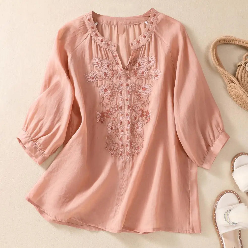 Sophie | Embroidered Cotton Floral Blouse
