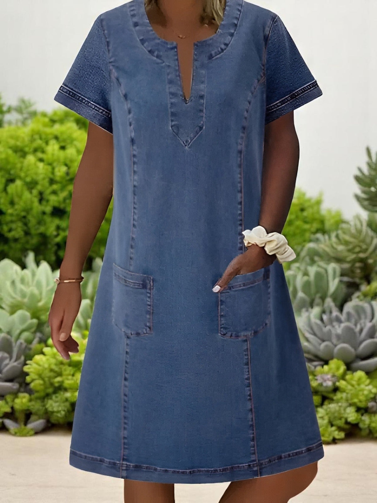 Orthelia | Soft Denim Dress with Front Pockets