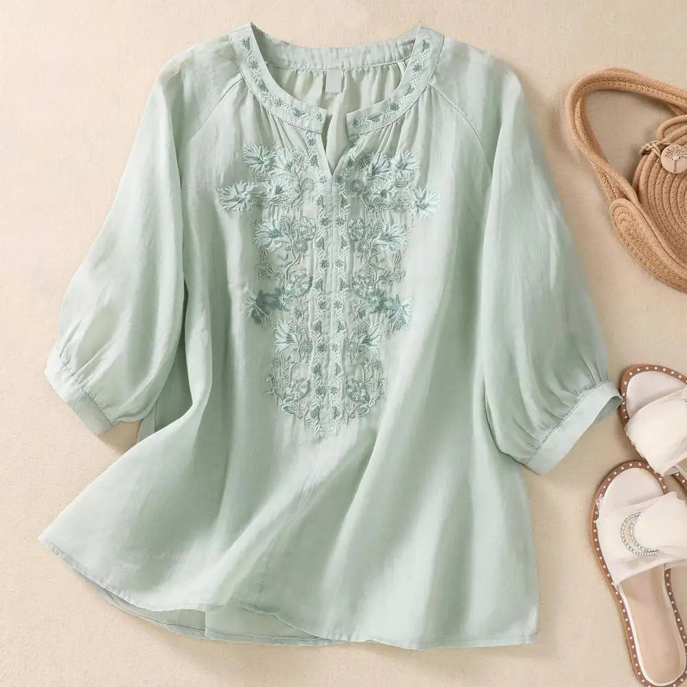 Sophie | Embroidered Cotton Floral Blouse
