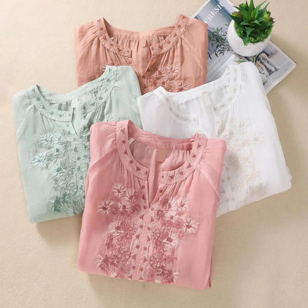 Sophie | Embroidered Cotton Floral Blouse