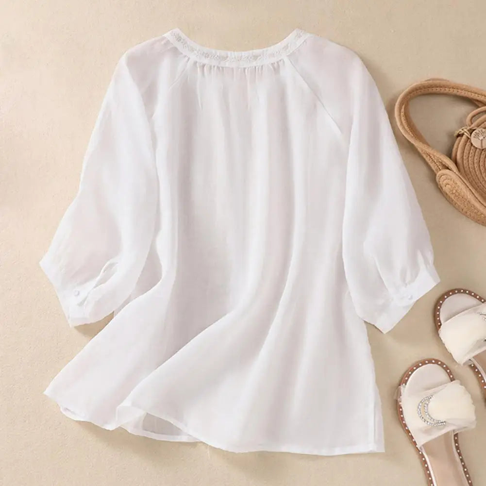 Sophie | Embroidered Cotton Floral Blouse