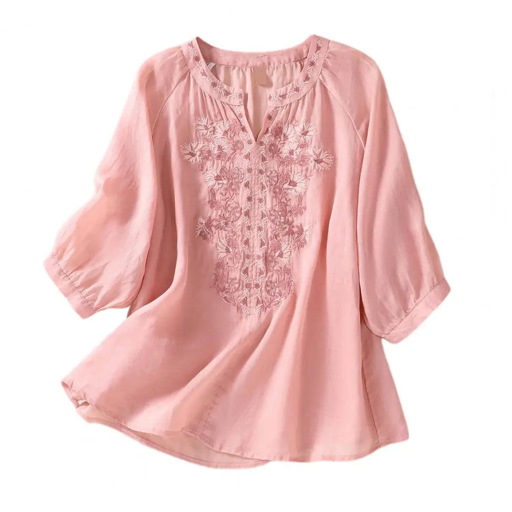 Sophie | Embroidered Cotton Floral Blouse