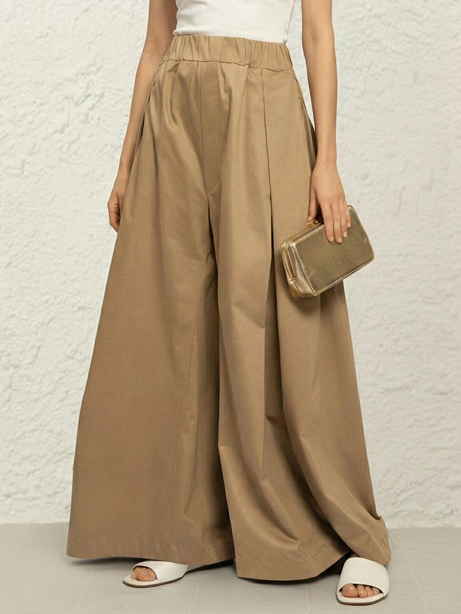 High-Waist Pleated Pocket Pants