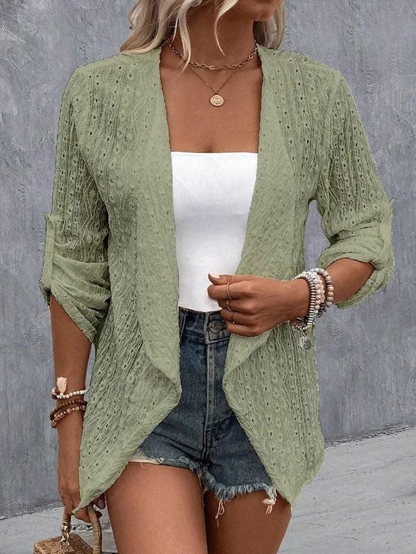 Button-Detail Long-Sleeve Cut-Out Relaxed Jacket