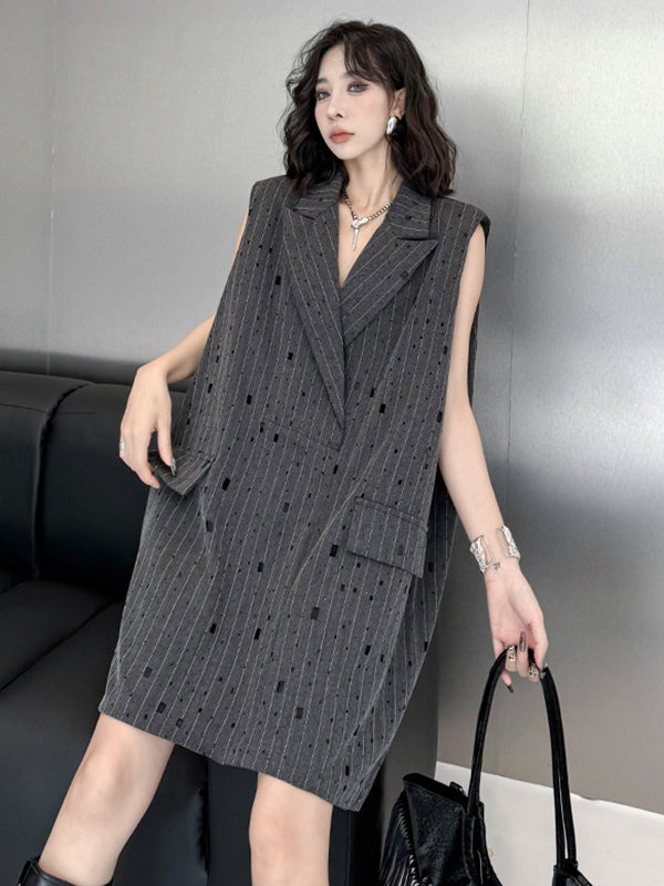 Striped Sleeveless Relaxed Vest
