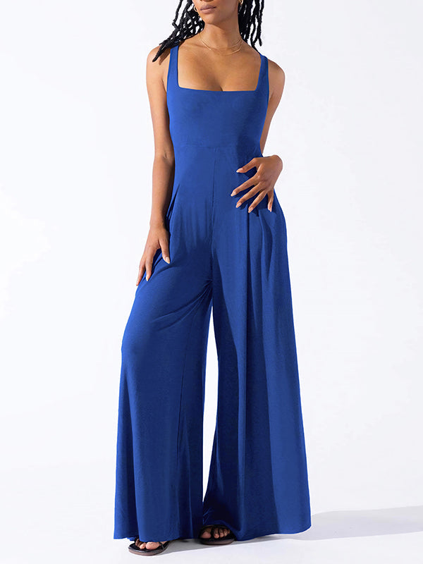 Pleated Sleeveless Relaxed Jumpsuit