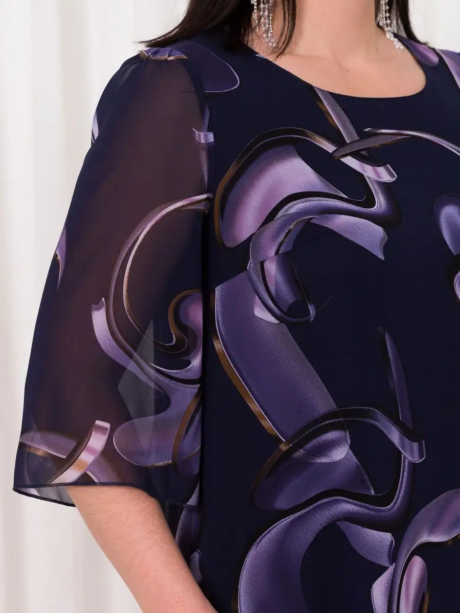 Emma | Midnight Swirl Chiffon Dress