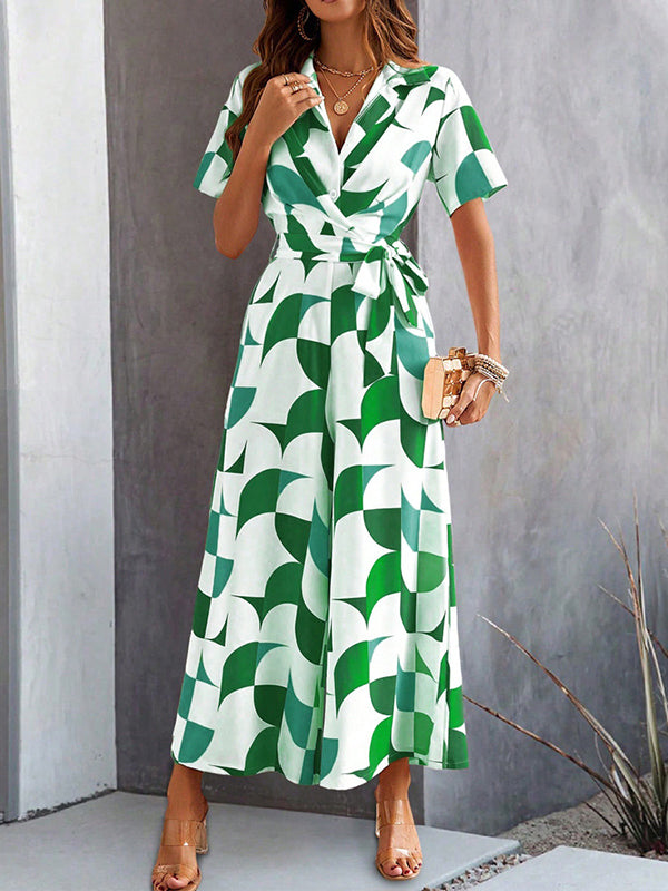 High-Waist V-Neck Button-Detail Relaxed Jumpsuit