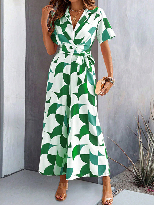 High-Waist V-Neck Button-Detail Relaxed Jumpsuit