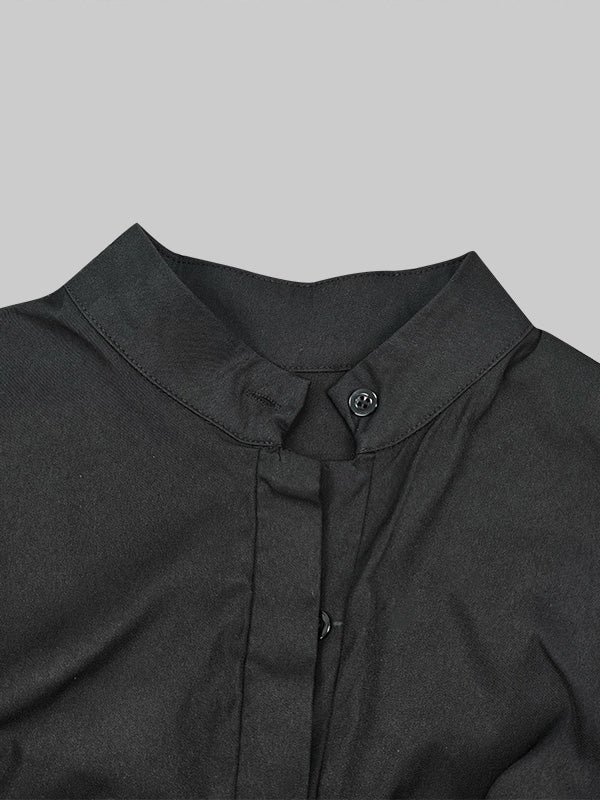 Wide-Leg V-Neck Button-Detail Relaxed Belt