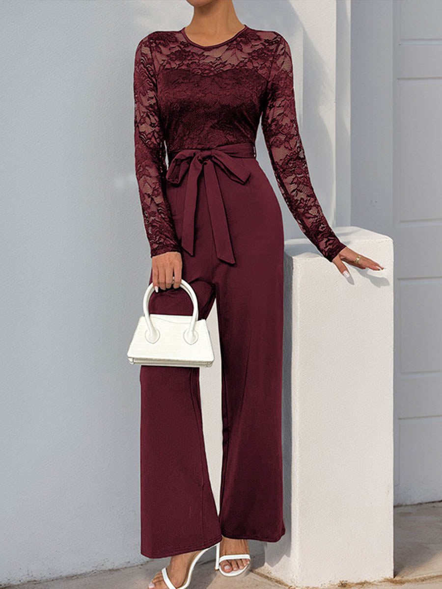 High-Waist Round-Neck Jumpsuit