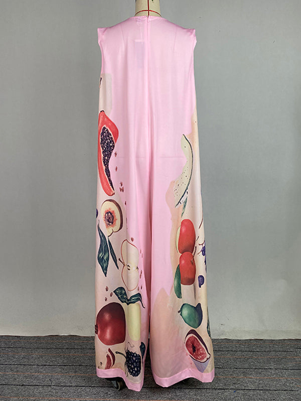 Floral Round-Neck Sleeveless Relaxed Jumpsuit