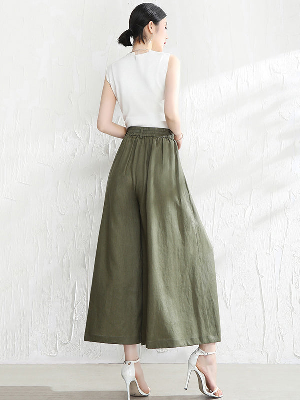 Cotton Wide-Leg Relaxed Pants