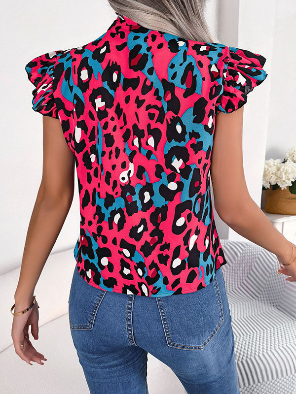 Leopard Print Cap-Sleeve Relaxed Vest