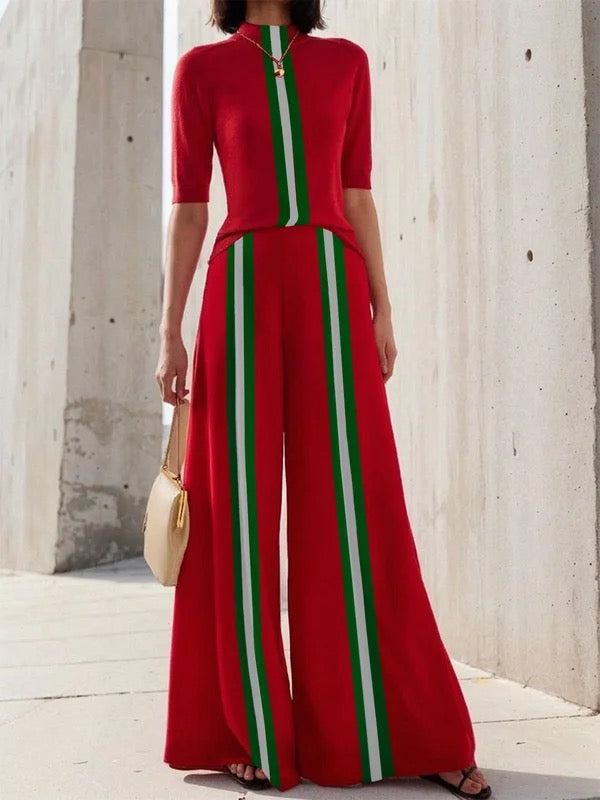 High-Waist Relaxed Contrast Pants