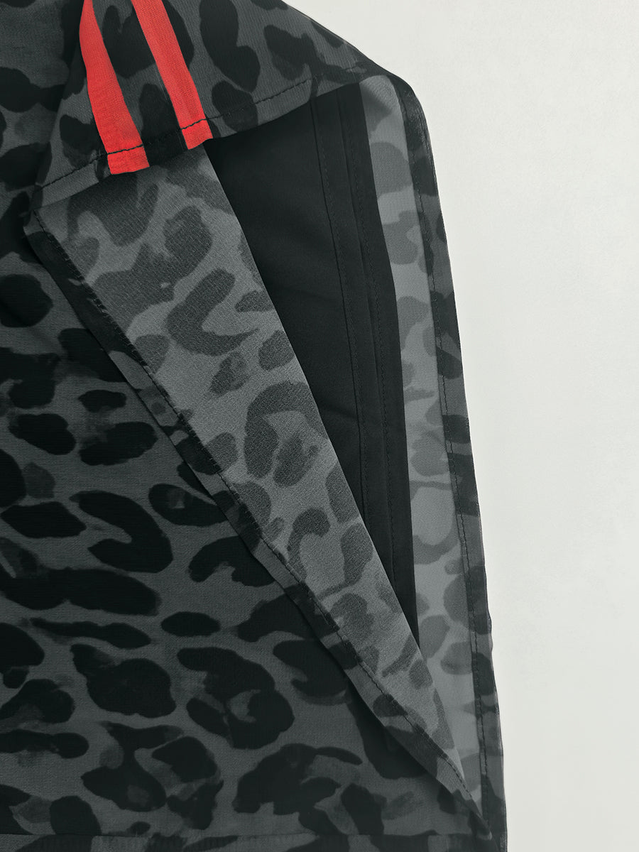 Leopard Print Striped Wide-Leg Pocket Pants