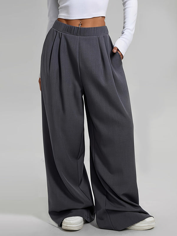 High-Waist Pleated Pocket Relaxed Pants