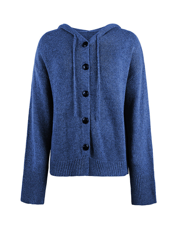 Hooded Button-Detail Cardigan