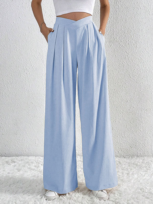 Wide-Leg Pleated Relaxed Pants