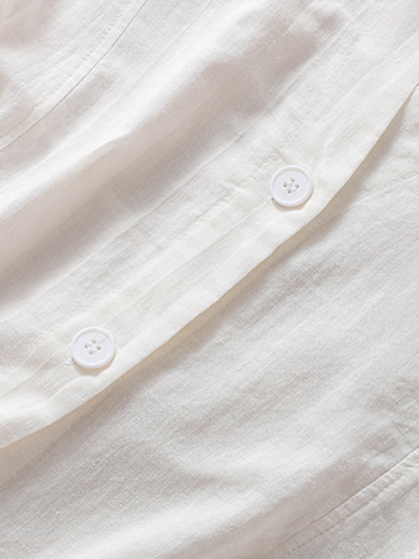 V-Neck Button-Detail Sleeveless Relaxed Vest