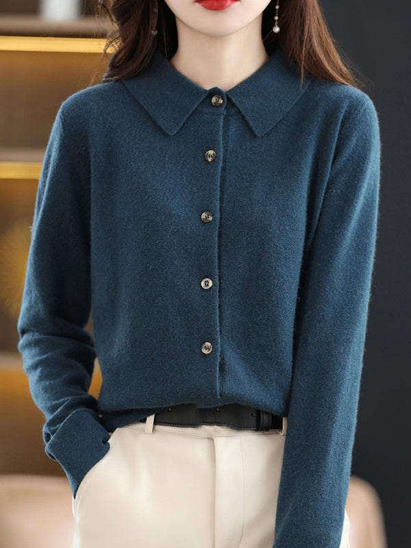 Button-Detail Long-Sleeve Relaxed Cardigan