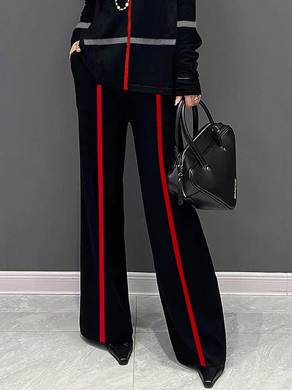 Striped Wide-Leg Relaxed Pants