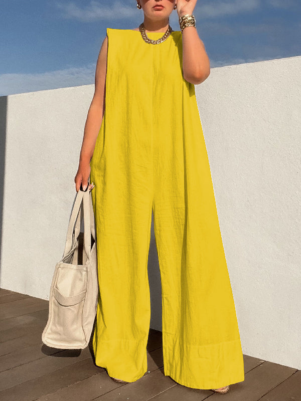 Wide-Leg Sleeveless Jumpsuit