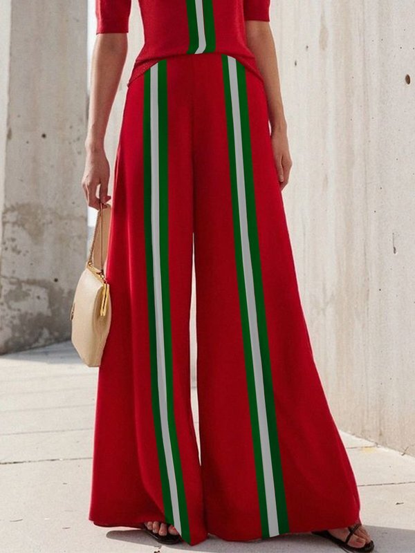 High-Waist Relaxed Contrast Pants