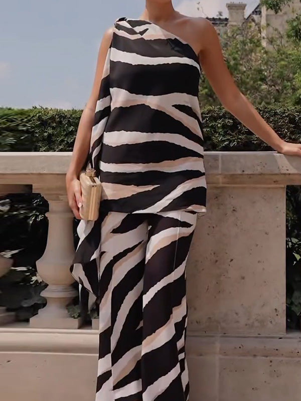 One-Shoulder Asymmetric Sleeveless Relaxed Vest