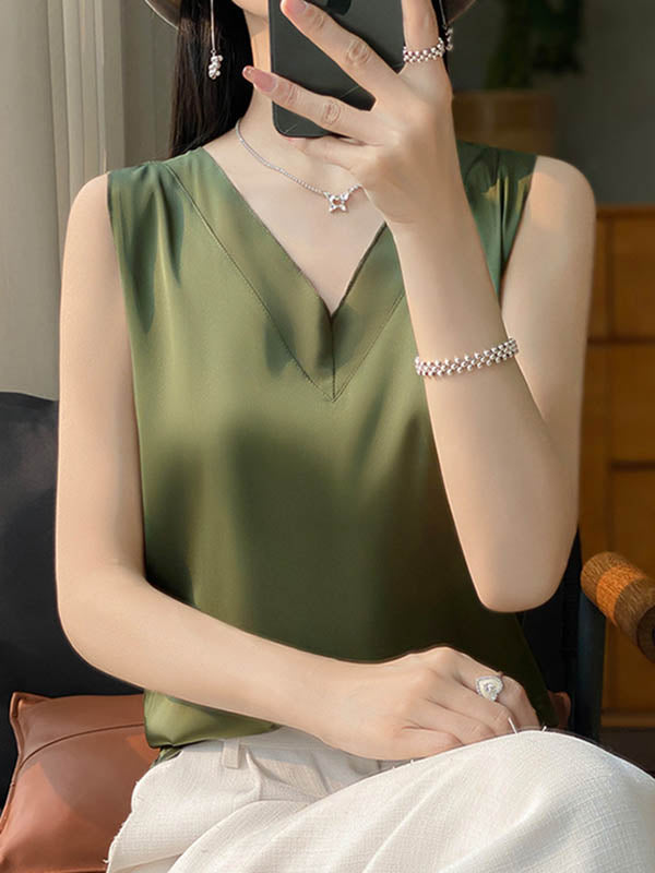 V-Neck Sleeveless Relaxed Vest
