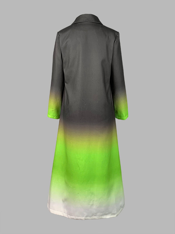 Gradient Notch-Collar Button-Detail Pocket Jacket