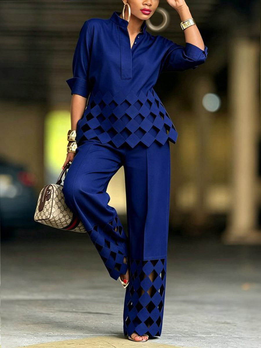 Wide-Leg Pocket Cut-Out Relaxed Pants