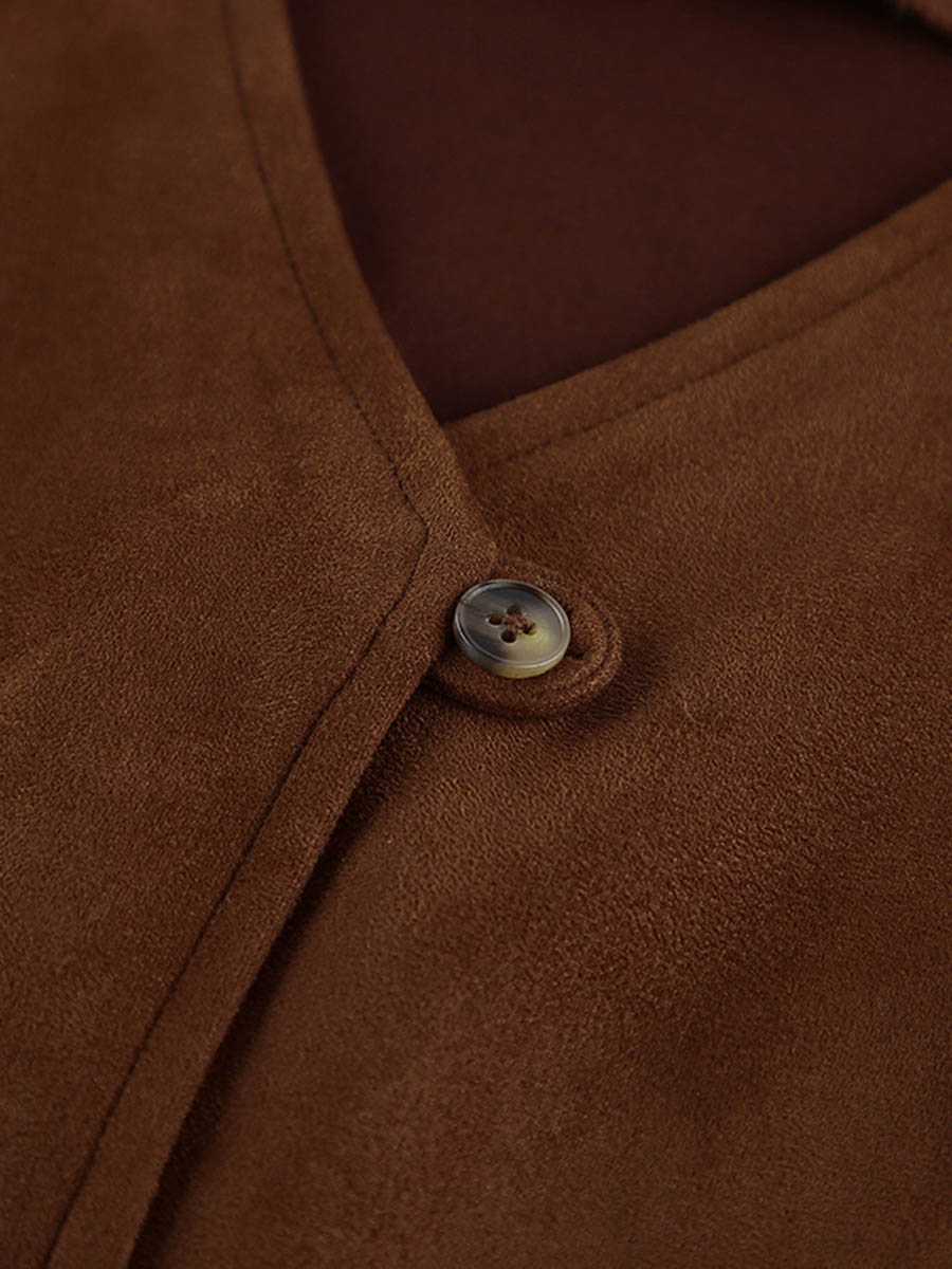 V-Neck Button-Detail Sleeveless Relaxed Vest