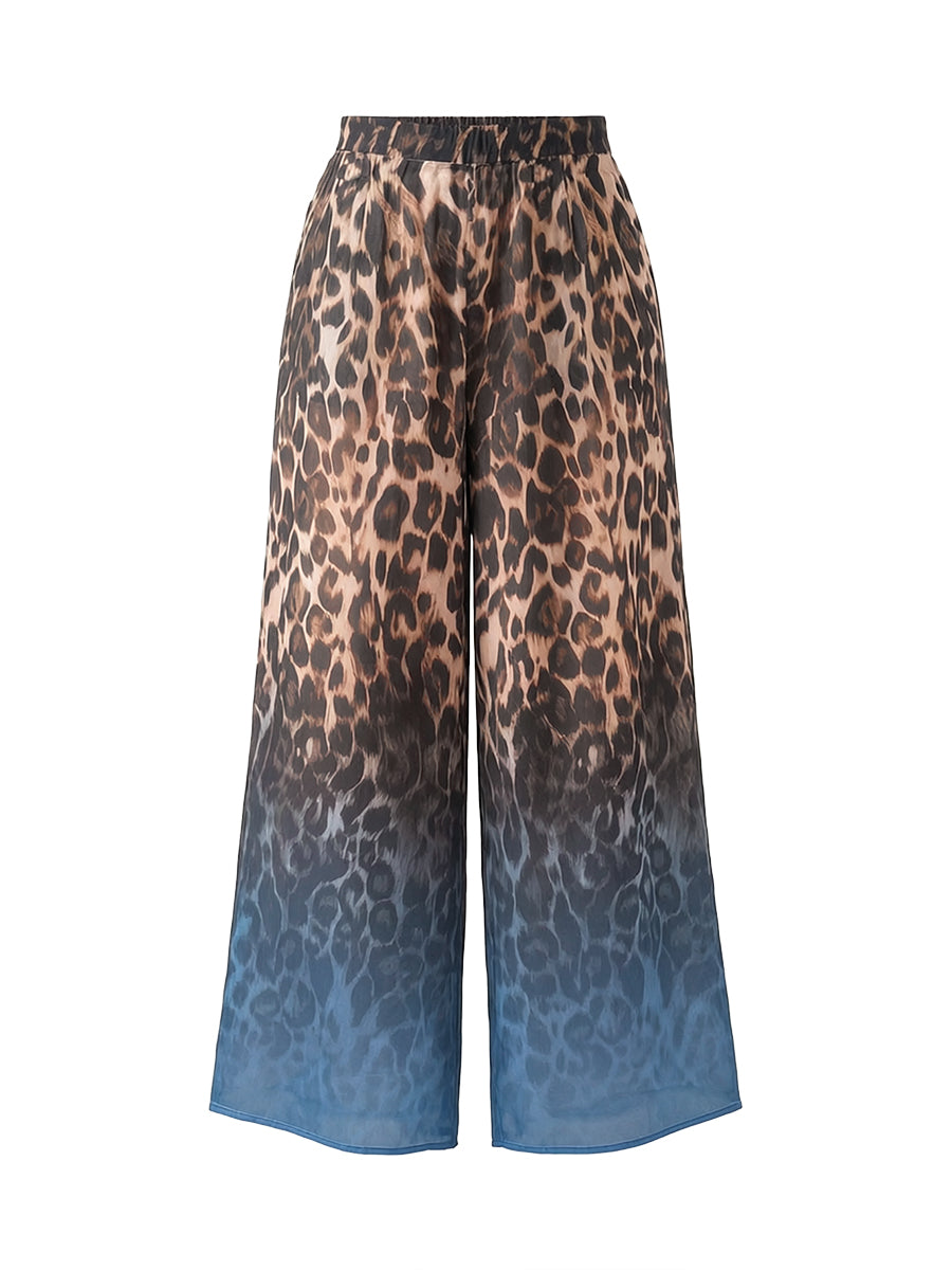 Leopard Print Gradient High-Waist Relaxed Pants