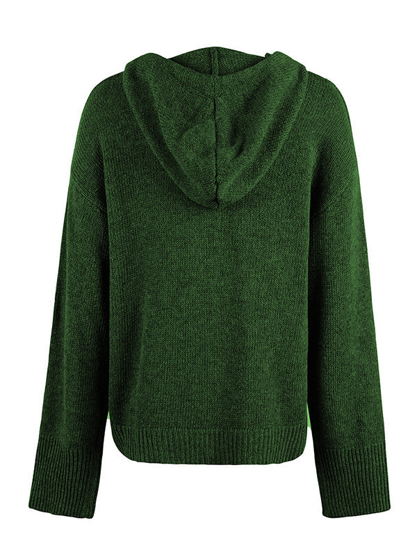 Hooded Button-Detail Cardigan