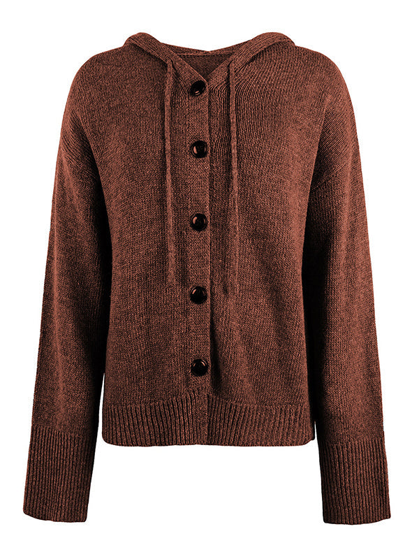 Hooded Button-Detail Cardigan