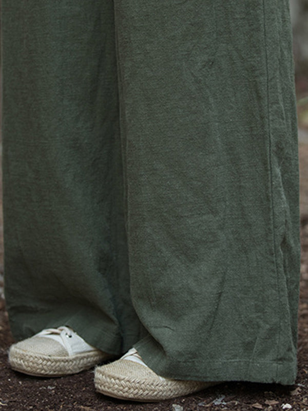 Wide-Leg Elastic Pants
