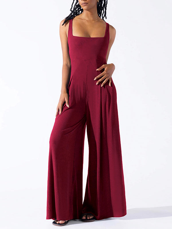 Pleated Sleeveless Relaxed Jumpsuit